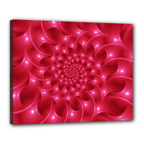 Glossy Rose Pink Spiral Fractal  Canvas 20  x 16  (Stretched) from ArtsNow.com