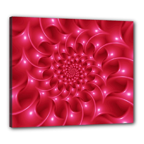 Glossy Rose Pink Spiral Fractal  Canvas 24  x 20  (Stretched) from ArtsNow.com