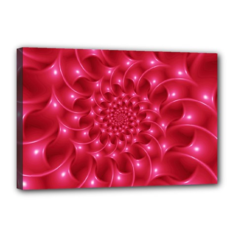 Glossy Rose Pink Spiral Fractal  Canvas 18  x 12  (Stretched) from ArtsNow.com