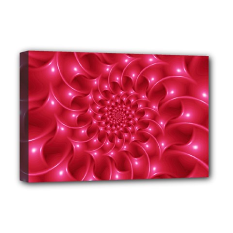 Glossy Rose Pink Spiral Fractal  Deluxe Canvas 18  x 12  (Stretched) from ArtsNow.com