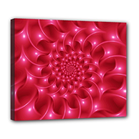 Glossy Rose Pink Spiral Fractal  Deluxe Canvas 24  x 20  (Stretched) from ArtsNow.com