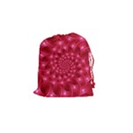 Glossy Rose Pink Spiral Fractal  Drawstring Pouch (Small)