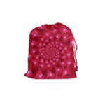 Glossy Rose Pink Spiral Fractal  Drawstring Pouch (Medium)