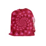 Glossy Rose Pink Spiral Fractal  Drawstring Pouch (Large)