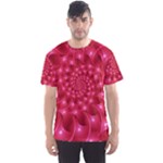 Glossy Rose Pink Spiral Fractal  Men s Sport Mesh Tee