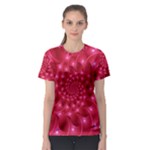 Glossy Rose Pink Spiral Fractal  Women s Sport Mesh Tee