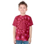 Glossy Rose Pink Spiral Fractal  Kid s Cotton Tee