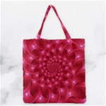 Glossy Rose Pink Spiral Fractal  Grocery Tote Bag