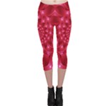 Glossy Rose Pink Spiral Fractal  Capri Leggings 