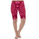 Glossy Rose Pink Spiral Fractal  Cropped Leggings 