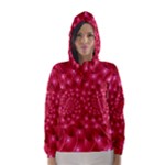 Glossy Rose Pink Spiral Fractal  Hooded Wind Breaker (Women)