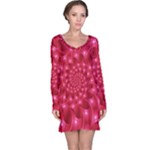 Glossy Rose Pink Spiral Fractal  Long Sleeve Nightdress