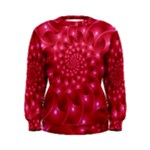 Glossy Rose Pink Spiral Fractal  Women s Sweatshirt