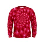 Glossy Rose Pink Spiral Fractal  Kids  Sweatshirt