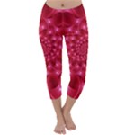 Glossy Rose Pink Spiral Fractal  Capri Winter Leggings 