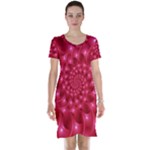 Glossy Rose Pink Spiral Fractal  Short Sleeve Nightdress