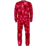 Glossy Rose Pink Spiral Fractal  OnePiece Jumpsuit (Men)