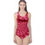 Glossy Rose Pink Spiral Fractal  One Piece Swimsuit