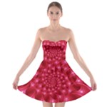 Glossy Rose Pink Spiral Fractal  Strapless Bra Top Dress