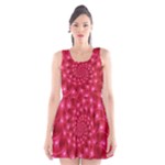 Glossy Rose Pink Spiral Fractal  Scoop Neck Skater Dress