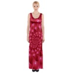 Glossy Rose Pink Spiral Fractal  Maxi Thigh Split Dress