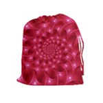 Glossy Rose Pink Spiral Fractal  Drawstring Pouch (XL)