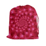 Glossy Rose Pink Spiral Fractal  Drawstring Pouch (XXL)