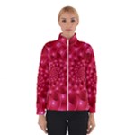 Glossy Rose Pink Spiral Fractal  Winter Jacket