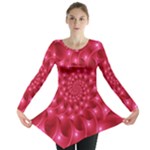 Glossy Rose Pink Spiral Fractal  Long Sleeve Tunic 