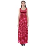 Glossy Rose Pink Spiral Fractal  Empire Waist Maxi Dress