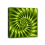 Glossy Lime Green Spiral Fractal  Mini Canvas 4  x 4  (Stretched)