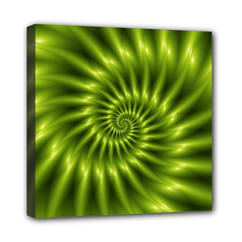 Glossy Lime Green Spiral Fractal  Mini Canvas 8  x 8  (Stretched) from ArtsNow.com