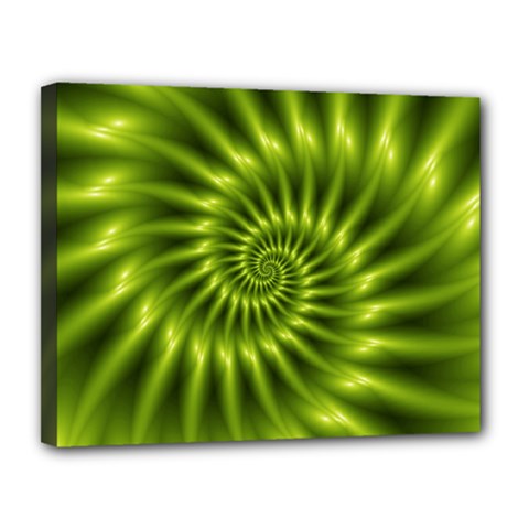 Glossy Lime Green Spiral Fractal  Canvas 14  x 11  (Stretched) from ArtsNow.com