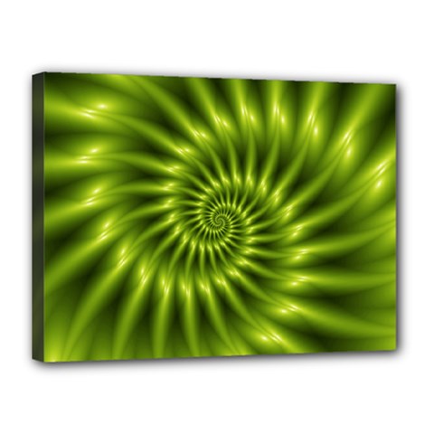 Glossy Lime Green Spiral Fractal  Canvas 16  x 12  (Stretched) from ArtsNow.com