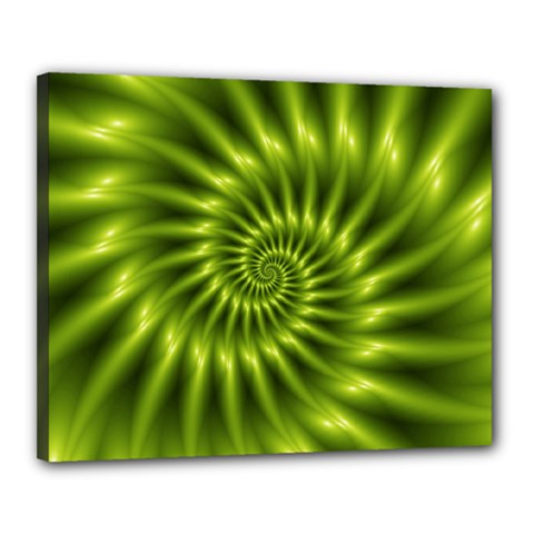 Glossy Lime Green Spiral Fractal  Canvas 20  x 16  (Stretched) from ArtsNow.com