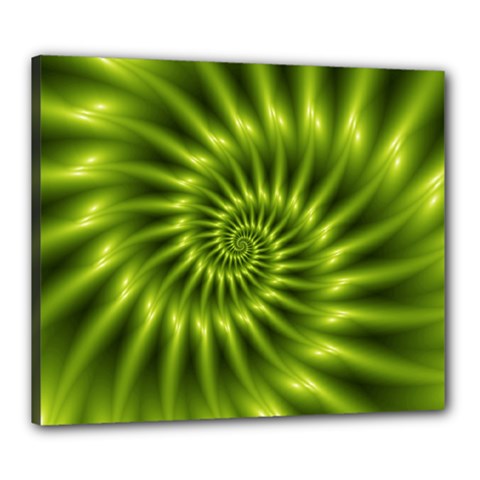 Glossy Lime Green Spiral Fractal  Canvas 24  x 20  (Stretched) from ArtsNow.com