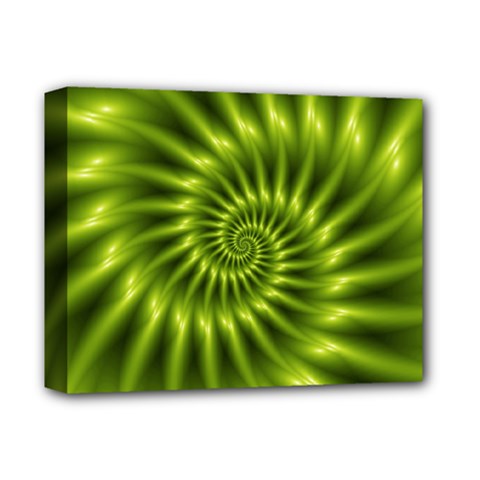 Glossy Lime Green Spiral Fractal  Deluxe Canvas 14  x 11  (Stretched) from ArtsNow.com