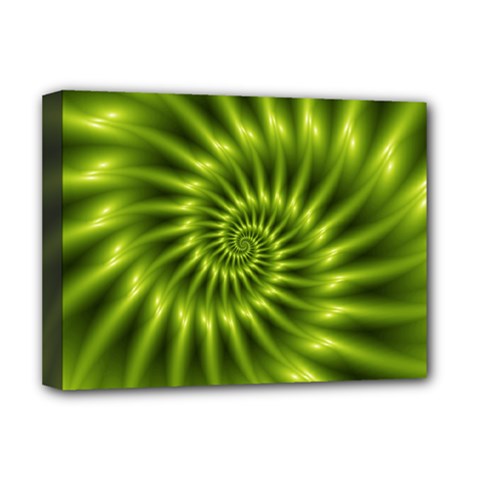 Glossy Lime Green Spiral Fractal  Deluxe Canvas 16  x 12  (Stretched)  from ArtsNow.com