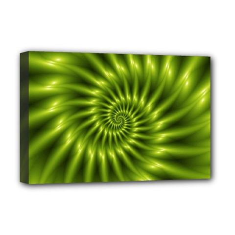 Glossy Lime Green Spiral Fractal  Deluxe Canvas 18  x 12  (Stretched) from ArtsNow.com