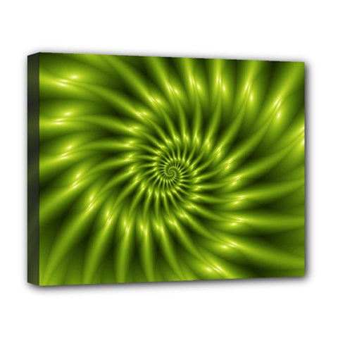 Glossy Lime Green Spiral Fractal  Deluxe Canvas 20  x 16  (Stretched) from ArtsNow.com