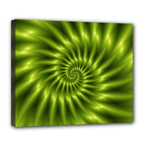 Glossy Lime Green Spiral Fractal  Deluxe Canvas 24  x 20  (Stretched) from ArtsNow.com