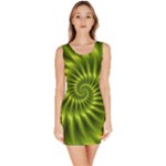 Glossy Lime Green Spiral Fractal  Bodycon Dress