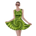 Glossy Lime Green Spiral Fractal  Skater Dress