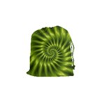 Glossy Lime Green Spiral Fractal  Drawstring Pouch (Small)