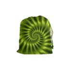 Glossy Lime Green Spiral Fractal  Drawstring Pouch (Medium)