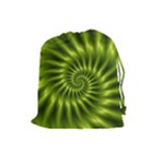 Glossy Lime Green Spiral Fractal  Drawstring Pouch (Large)