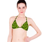 Glossy Lime Green Spiral Fractal  Bikini Top