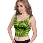 Glossy Lime Green Spiral Fractal  Crop Top