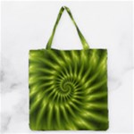 Glossy Lime Green Spiral Fractal  Grocery Tote Bag