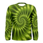 Glossy Lime Green Spiral Fractal  Men s Long Sleeve Tee